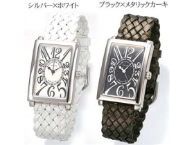 Alessandra olla イントレチャートレザーウォッチ AO-4500S シルバー×ホワイト