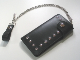 チェーンウォレット【本格長財布】鋲飾シンプルブラック